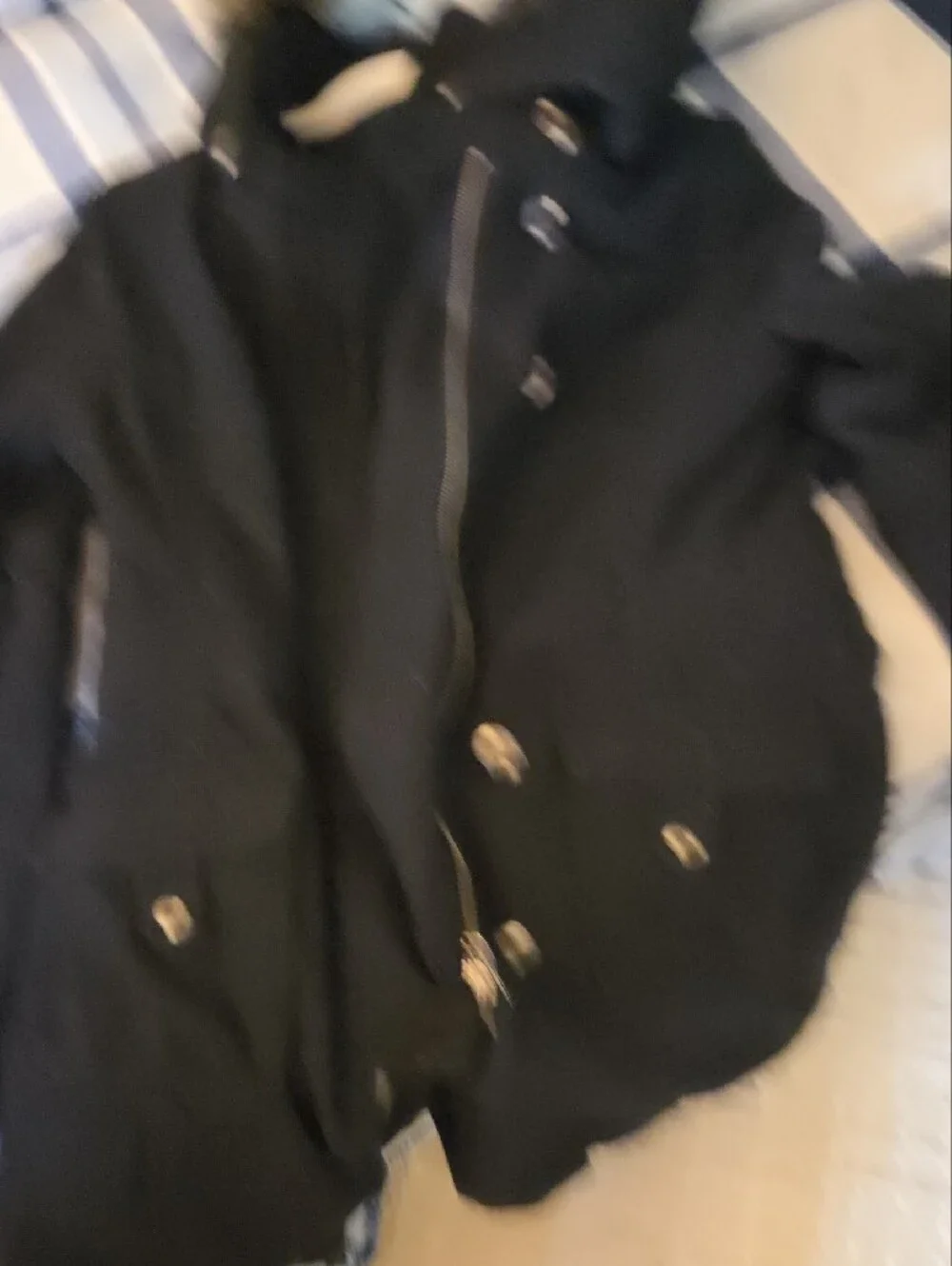 Free People Black Hooded Puffer Coat with Faux Fur Trim, 10 - Vintage